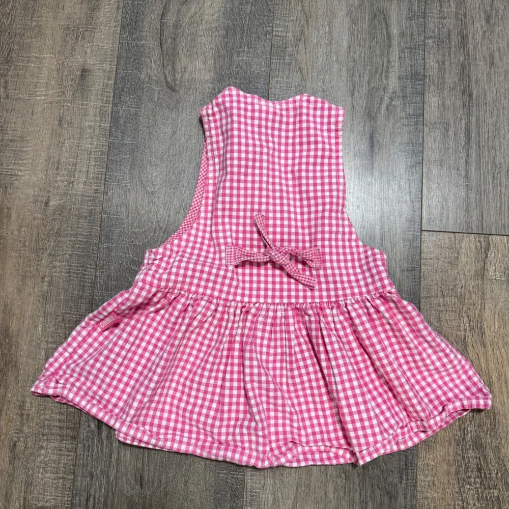 Vintage OshKosh Pink White Gingham Sleeveless Dress Jumper‎ 2T Made in USA